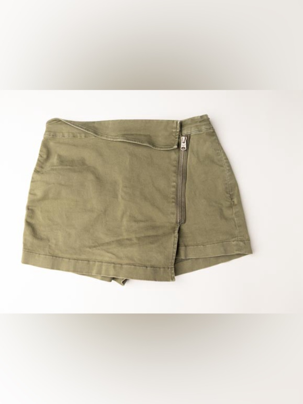 Abercrombie & Fitch Olive Utility Mini Skirt with Exposed Zip